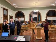 Councilmember swearing in, in Historic Council Chambers
