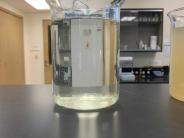 This is a sample of the treated water that is discharged to the Strait of Juan de Fuca (effluent)