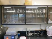 Lab equipment: Glass bottles are used for testing samples