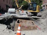 The trench box placed in the hole that the crew was working in