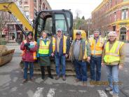 Project Manager Laura Parsons, P.E., is seen here with Port Townsend Mayor Deborah Stinson, Inspector Scott Studeman, General Ma