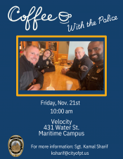 Coffee with Chief Olson and PT Police Officers Coffee with Chief Olson and PT Police Officers